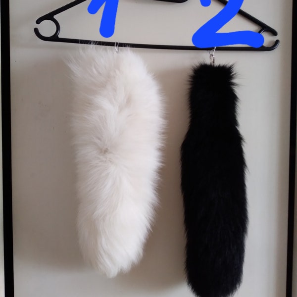 Black and white fur keychains Real fox tails keychain Eco-friendly tails Tails the fox Decoration for motorcycle Keychains for bestfriend