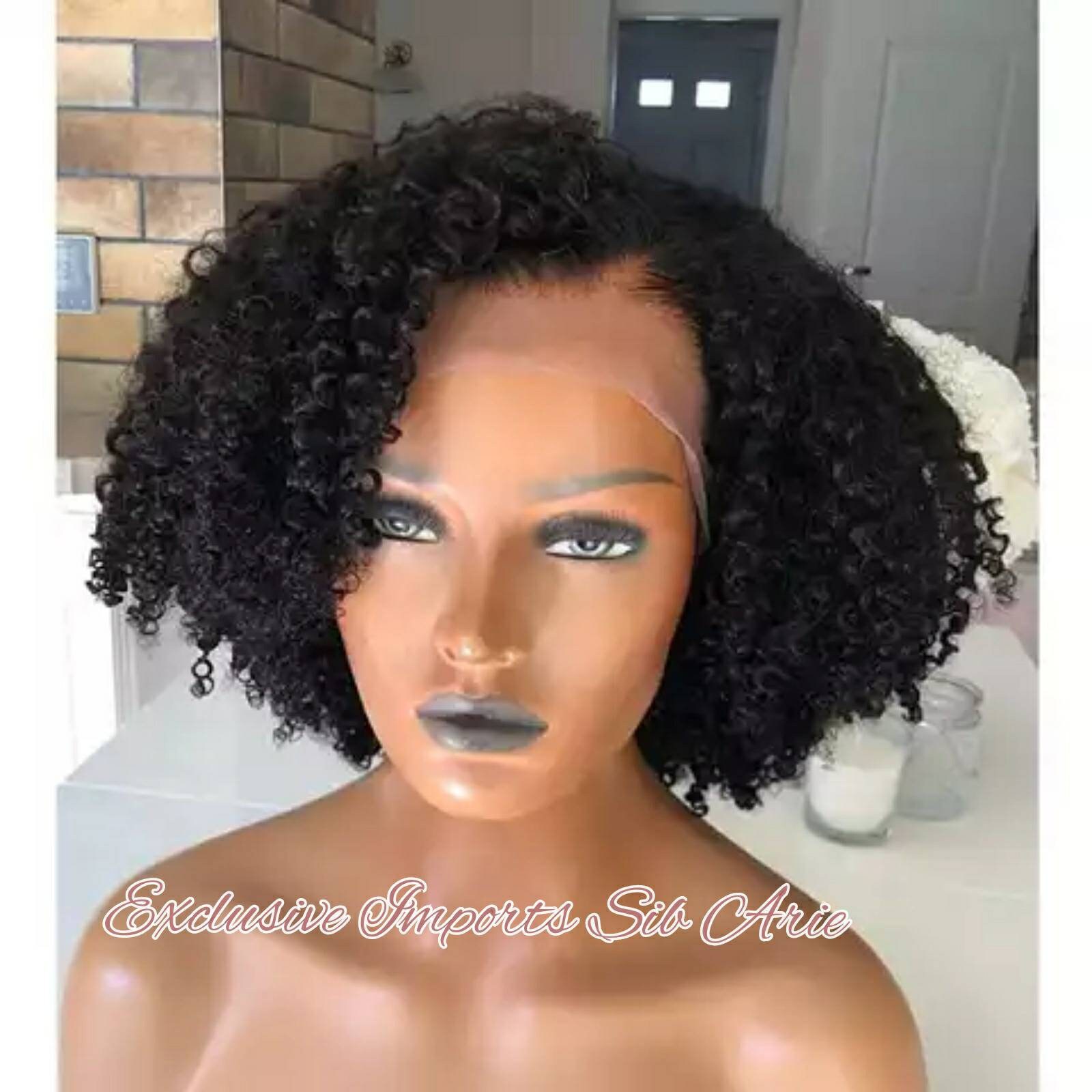 Kinky curly human hair wigs short curly lace front wigs 14inch | Etsy