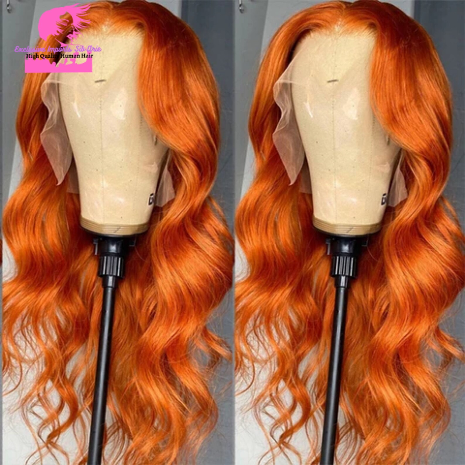 Orange ginger human hair body wave lace front wig/ 180 Etsy