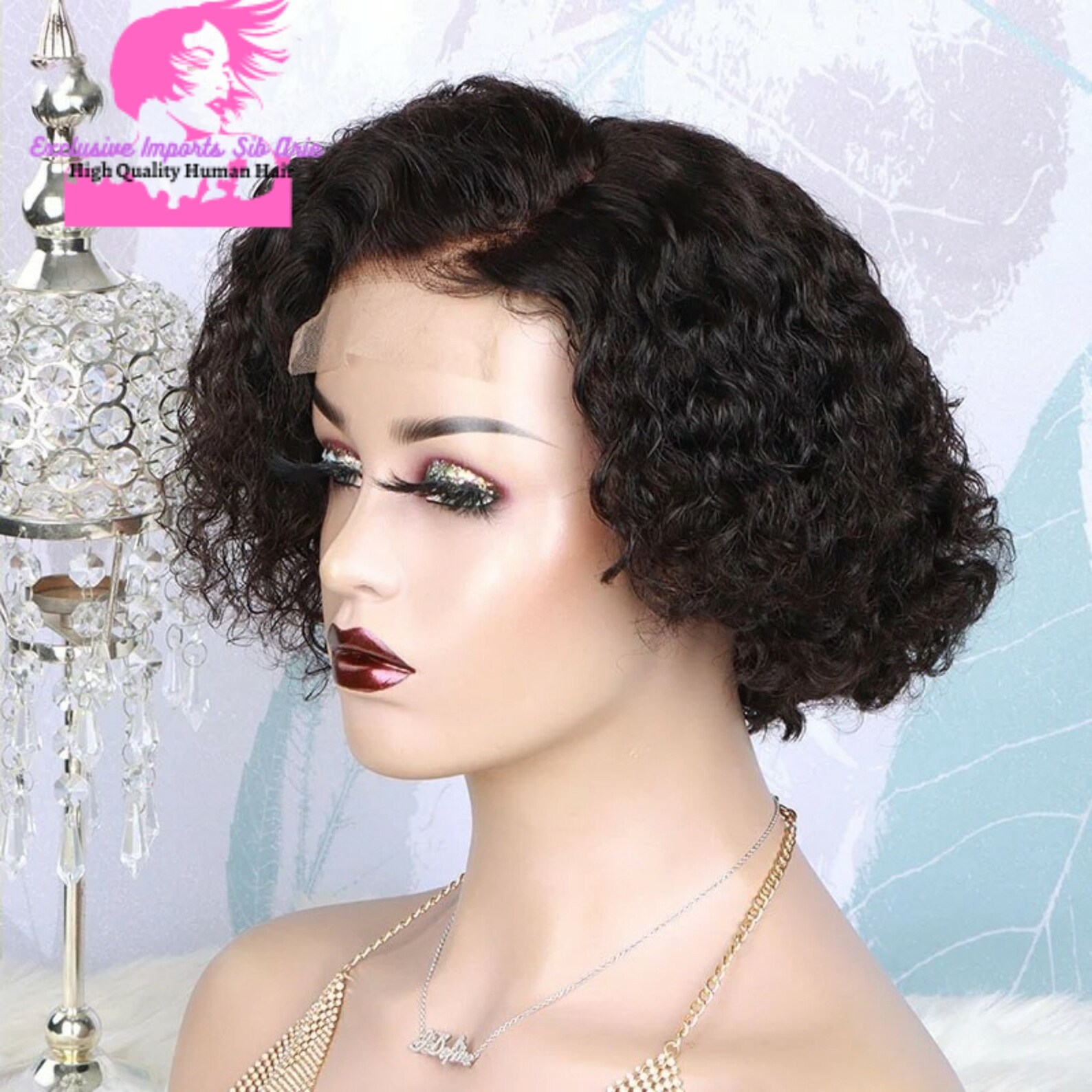 8 inch Curly pixie cut human hair lace front wig/ 180 density Etsy