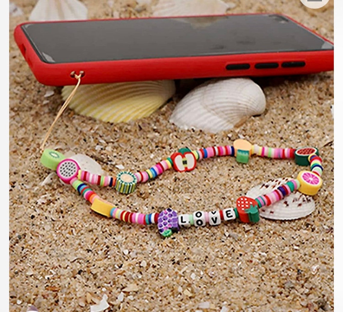 Bracelet Anti-perte Pour Téléphone, Style Bohème, Fait De Perles Multicolores Aux Motifs D’émoticône Souriant, Multi-usage