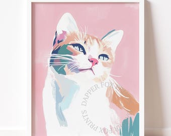 Pastel Ginger Cat Wall Art, Modern Pop Art Decor (Digital Download) 284