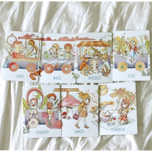 Semainier pour enfant Cartes des jours de la semaine illustrées Organisation Routine hebdomadaire