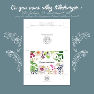 Printable birthday card, Watercolor Jasmine and Passionflower, printable happy birthday card, digital birthday card image 3
