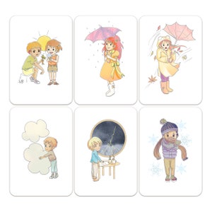 Cartes Météo pour enfant illustrées Organisation Routine hebdomadaire