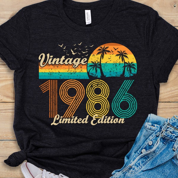 Vintage 1986 SVG Limited Edition 34e verjaardag Gift Idee 34 jaar Bday PNG Verjaardag Print File Geboren in 1986