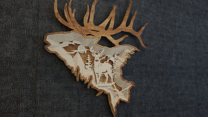 CNC files layered deer panel deer head on wall decorcnc | Etsy