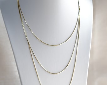 925 Sterling Silver Gold Multichain Necklace, Multi Layered Chain Necklace, Layered Gold Necklace, Layered Long Necklace