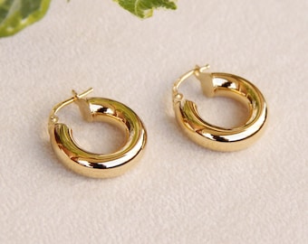 Gold Vermeil Chunky Hoop Earrings: Sterling Silver, 20mm