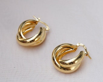 Gold Vermeil Twisted Hoop Earrings, Gold Chunky Hoops in Sterling Silver, Gold Hoop Earrings, Swirl Earrings, Twisted Earrings, Minimalist