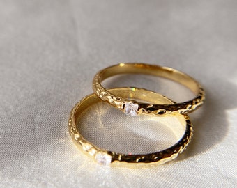 Dainty Ring | Gold Ring | Minimalist cz Band Ring | Simple Gold Ring | Gold Stacking Ring | Tiny Ring | Crystal Ring