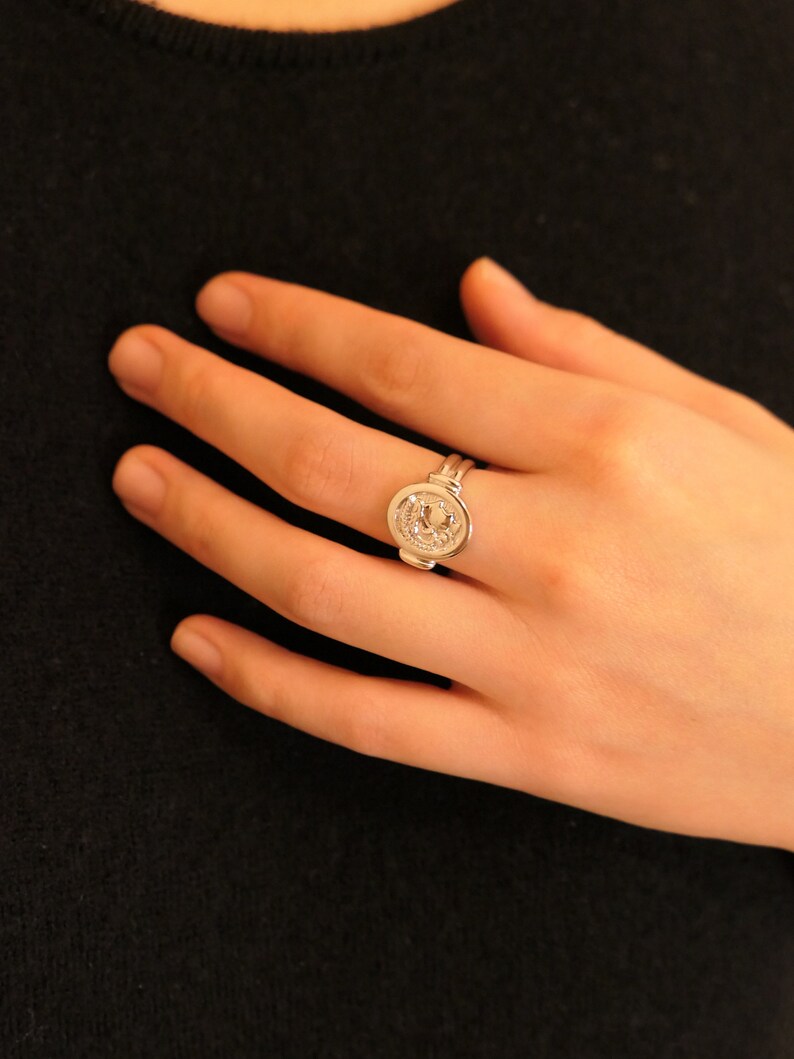 Gold Ring Silver Ring Antique Gold Coin Ring Etsy