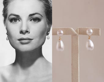 Double Pearl Teardrop Earrings: Sterling Silver, Gold Vermeil