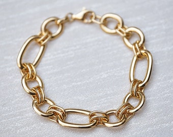 Pulsera vermeil de oro de 18k de plata de ley 925, pulsera de cadena de oro, pulsera de oro, pulsera apilable de todos los días, pulsera para mujer