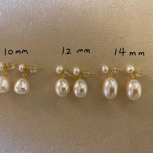 Boucles d'oreilles double perle, Boucles d'oreilles en forme de larme, Boucles d'oreilles goutte d'eau douce, Boucles d'oreilles en perles de mariage, Boucles d'oreilles en perles pour la mariée image 7