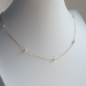 Gold Vermeil Pearl Necklace: Dainty Sterling Silver Chain