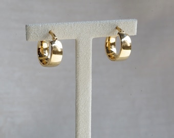 925 Sterling Silver Gold Hoop Earrings, Gold Vermeil Huggie Earrings, Small Hoop Earrings, Thick Gold Earrings