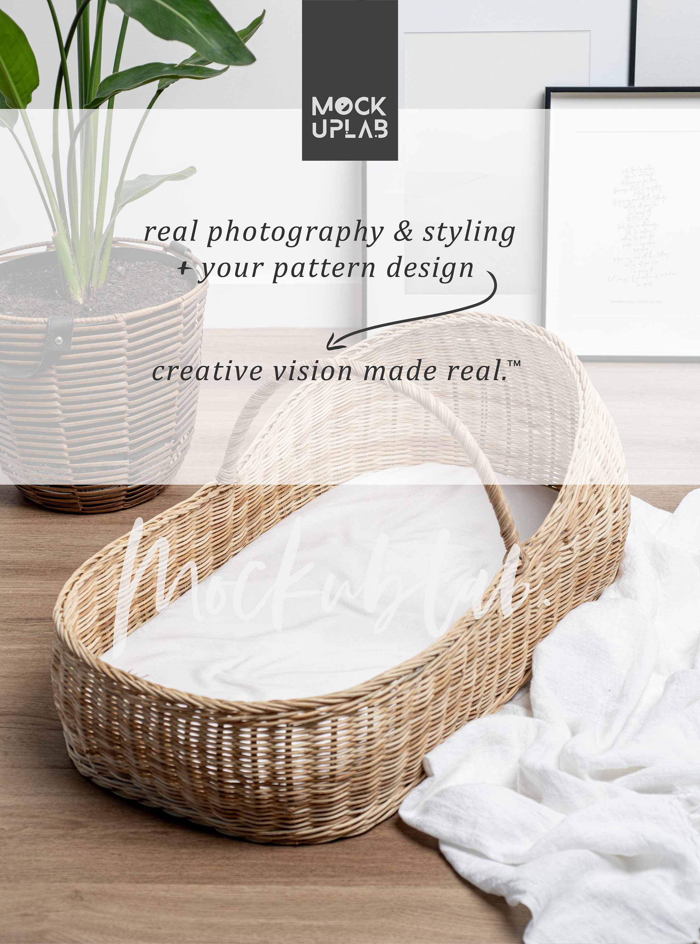 Boho Baby Mock up Rattan Sheet Mock up Nursery Mockup