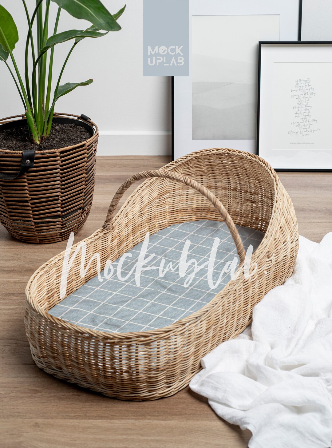 Boho Baby Mock up Rattan Sheet Mock up Nursery Mockup