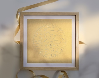 15 Year Crystal Wedding Anniversary Swarovski Crystal Personalised Star Map Gift for couple