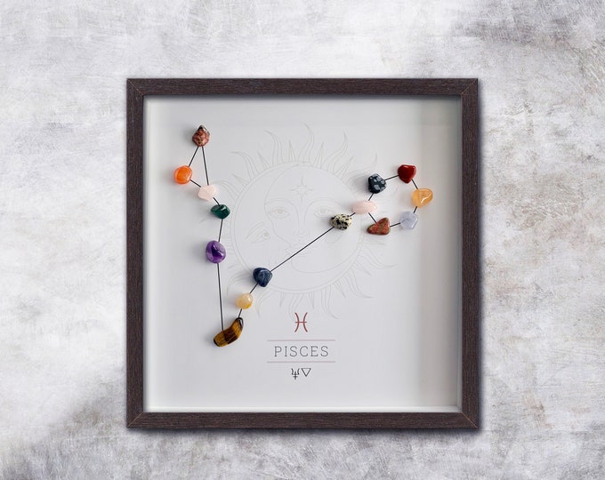 Vissen constellatie edelstenen, Zodiac constellatie edelstenen ingelijste muur kunst