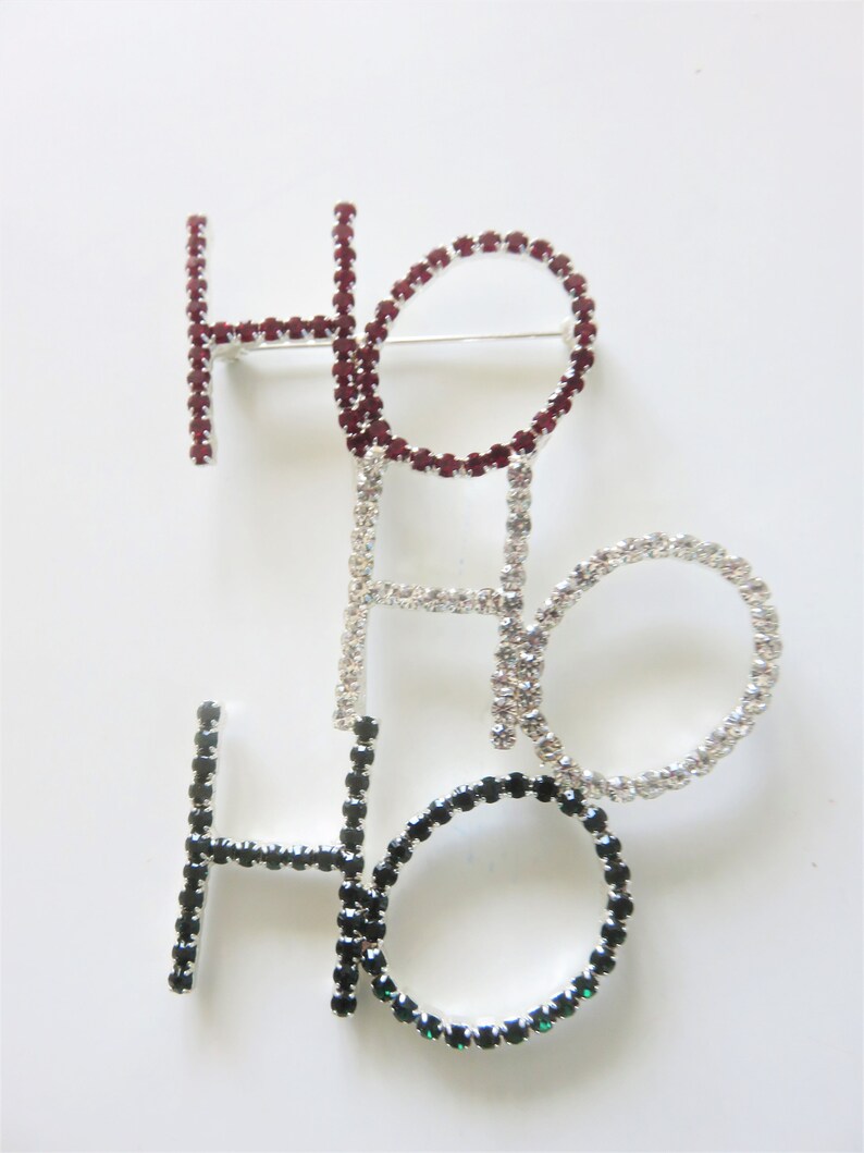 3 colors H0-HO-HO rhinestone brooch