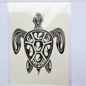 tatouage éphémère temporaire, noir, tortue, style Maori, polynésien