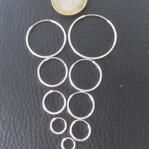 Boucles D'oreilles Créoles Articulées En Argent 925 - Diamètre 12 Mm, Sterling, Neuf Sans Emballage