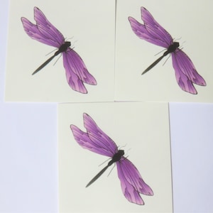 set of 3 temporary tattoos, dragonfly pattern