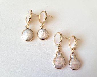 freshwater pearl and mother-of-pearl earrings
