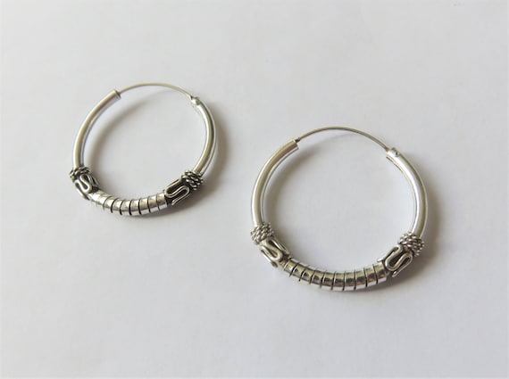 Creole Argento Sterling Orecchini A Cerchio In Argento Sterling - Foto 3