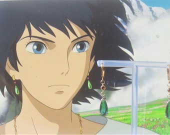 Earrings, green and red rhinestones, 2 styles, hooks or hoops or clips