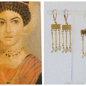 Ancient Roman inspired earrings, Crotalia, gold