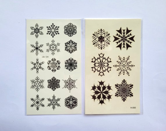 Glitter Blue and Silver Snowflake Removable Tattoos - Add Glitz to