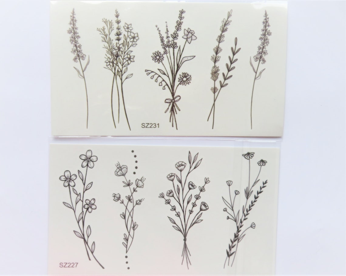 Tatouage éphémère temporaire fleurs fleurs des champs - Etsy France
