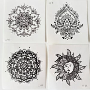temporary ephemeral tattoo, Indian motif, 4 models