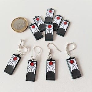 petites boucles d'oreilles Hanafuda, différents fermoirs, fabriquées à la demande, crochets ou clips à vis
