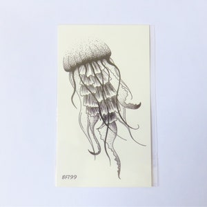 temporary tattoo, jellyfish, monochrome