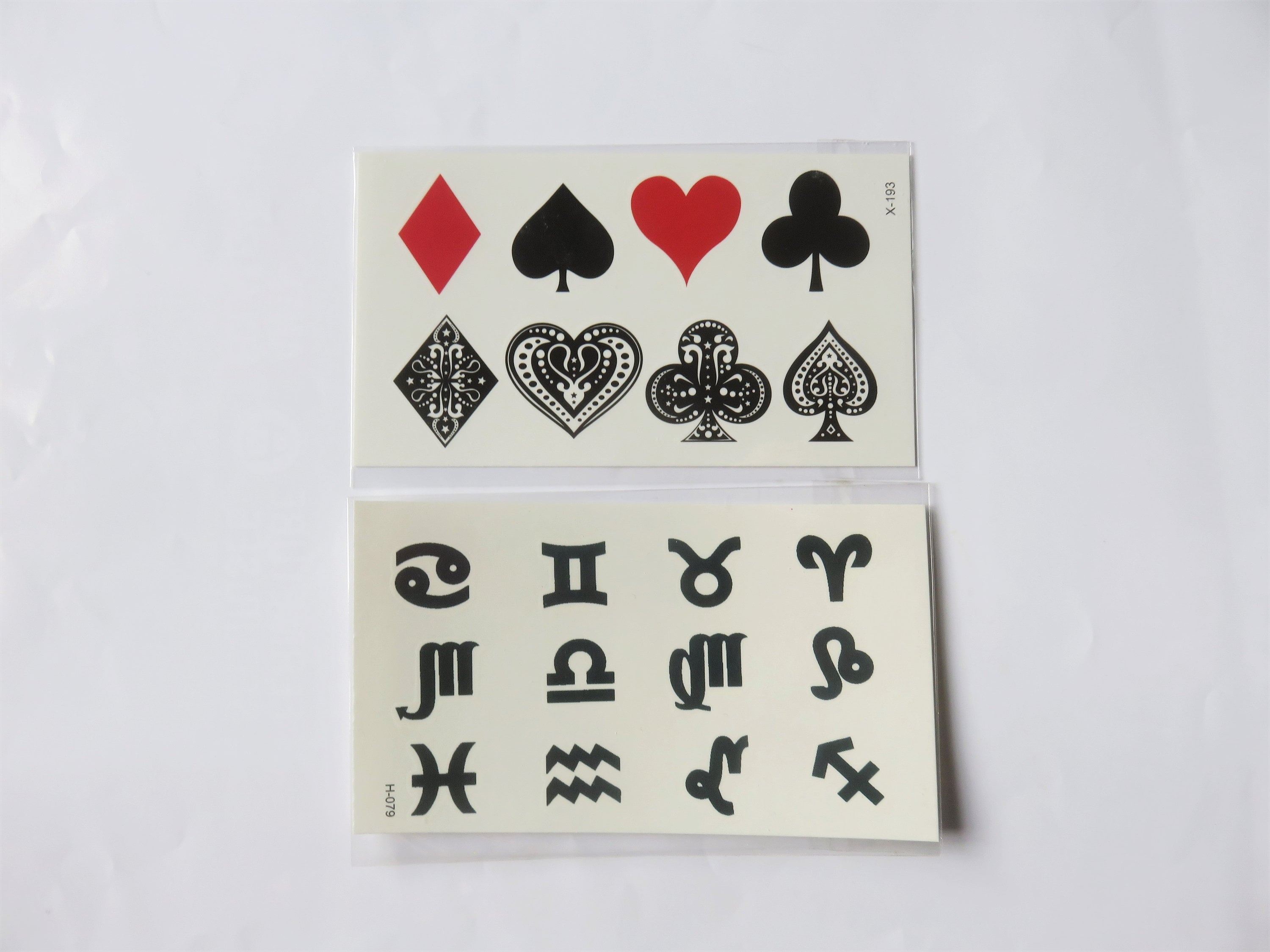 Tatouage Pique Coeur Carreau Trefle Tatouage temporaire éphémère signes astrologiques atouts 8 - Etsy France