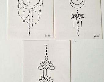 x3 temporary ephemeral tattoos
