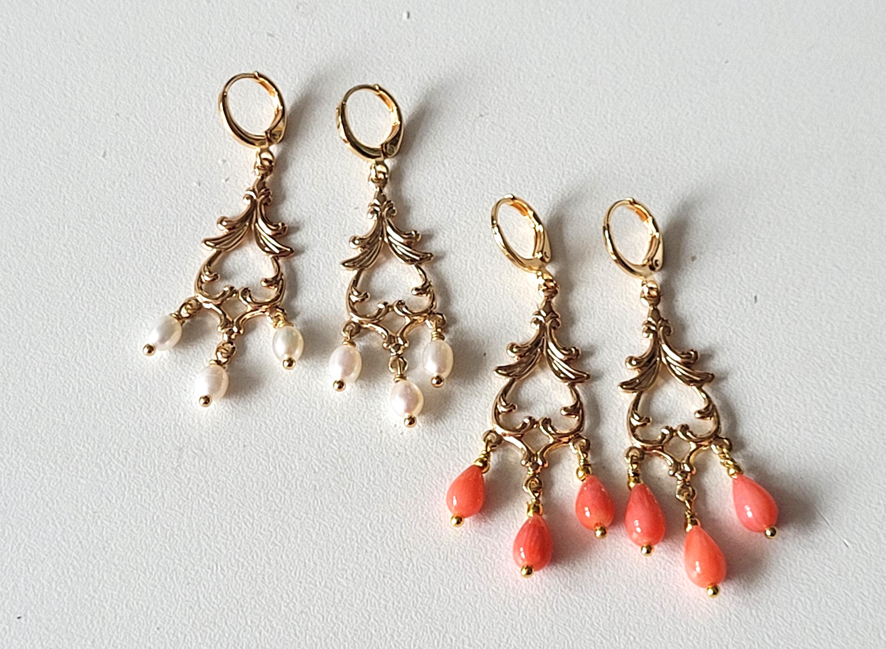 Boucle D'oreille Puce En Corail Véritable Rouge - Fermoir Clou - Sans Marque