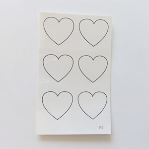 temporary ephemeral tattoo, heart pattern, sheet of 6 hearts