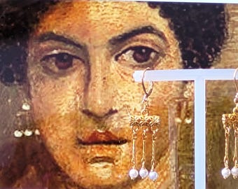 Earrings inspired by ancient Rome, Crotalia, gold