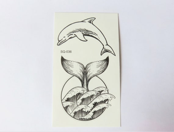 Tijdelijke tattoo kortstondig walvisstaart en dolfijn - Etsy Nederland