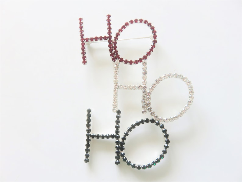 3 colors H0-HO-HO rhinestone brooch