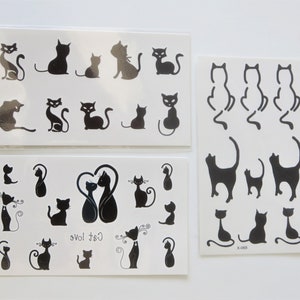 temporary tattoo, cat motif, 3 models, black cats