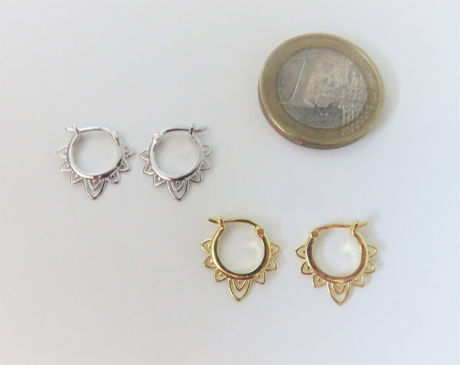 Créoles Argent 925 Plaqué Or – Avec Véritables Perles De Jade Vert Grade A, Neuves Avec étiquettes