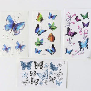 temporary tattoo, ephemeral, butterflies, 4 models