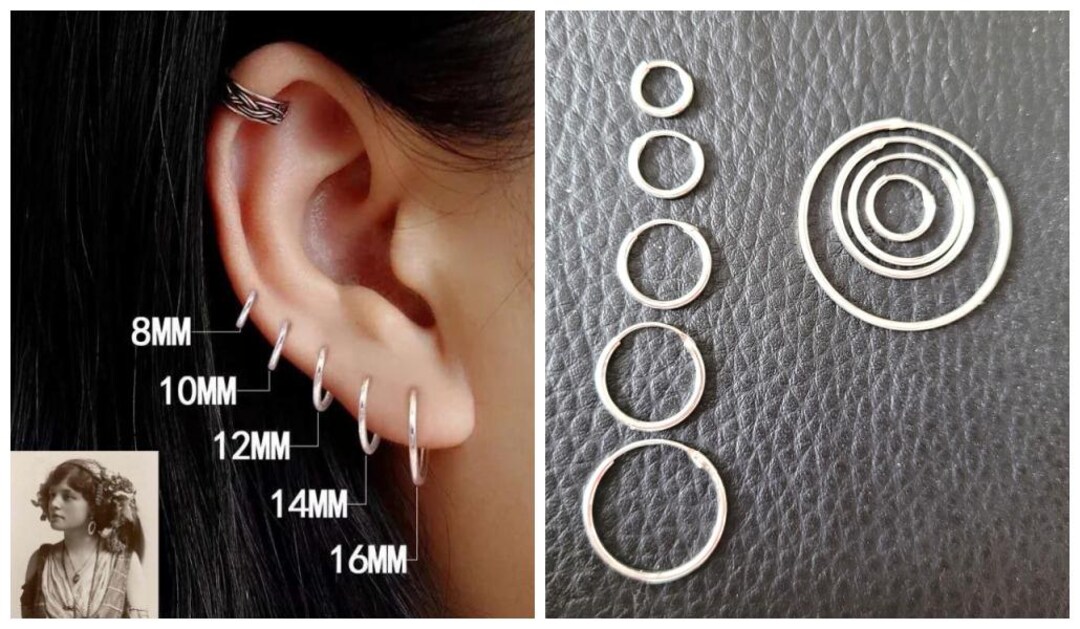 Orecchini Senza Nichel Cadmio Orecchini A Cerchio In Argento Sterling 925 - Grandi E Piccoli, Ipoallergenici, Con Scatola Regalo Orecchini Uomo Argento Nero