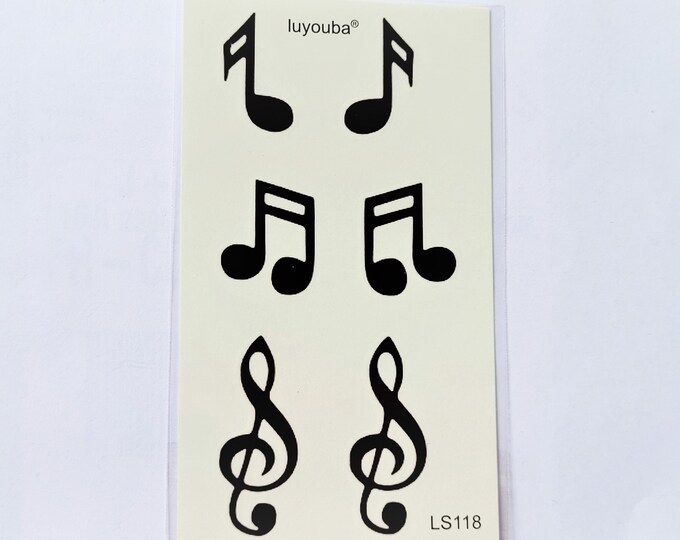 Temporary Temporary Tattoo, Music, Musical Notes, Treble Clef, 6 ...